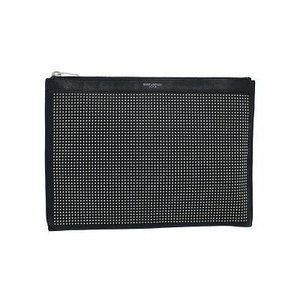 SAINT LAURENT PARIS Studded Zip Tablet Holder Clutch Bag